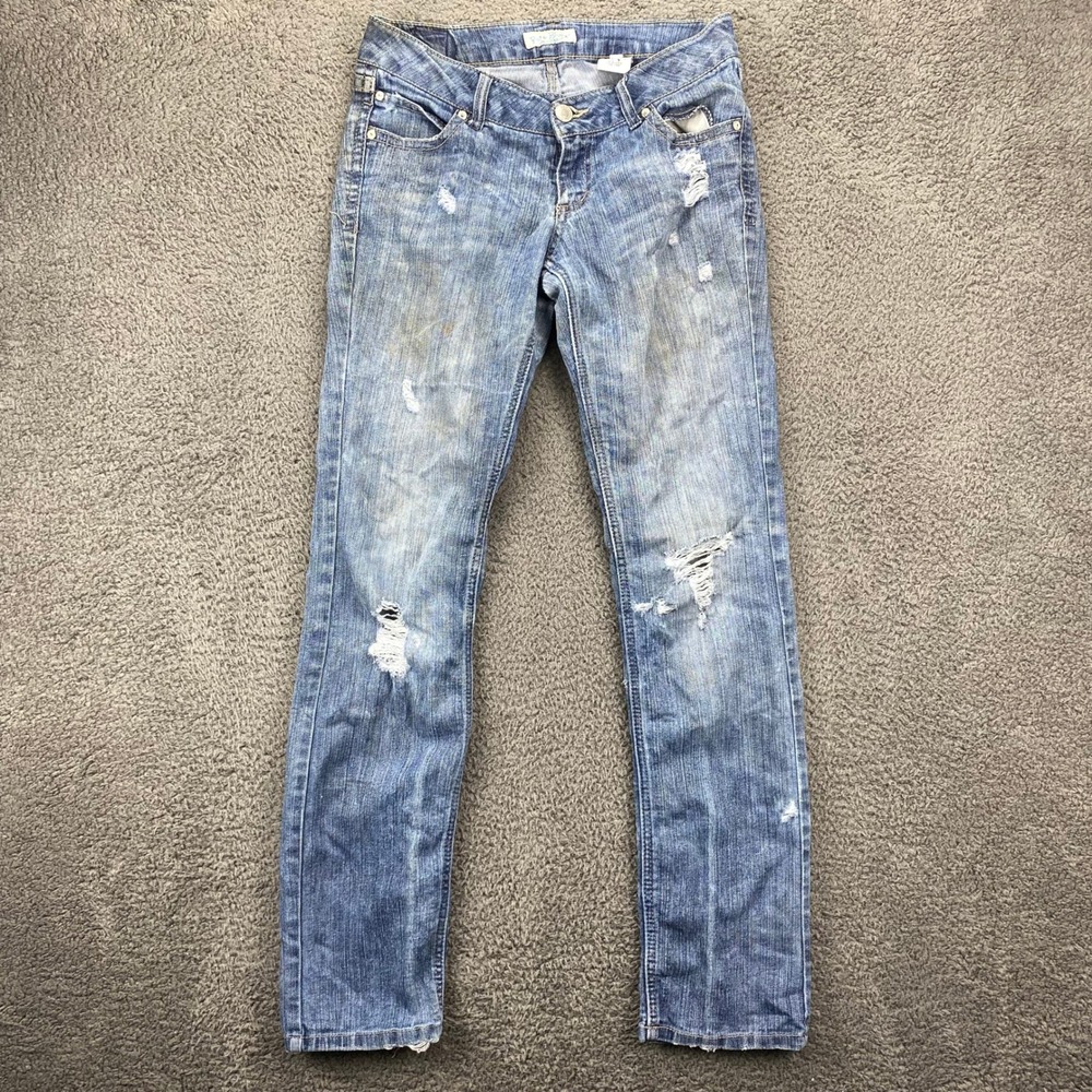 Paris Blues Women's Size 7 Distressed Ripped Light‎ Wash Denim Jeans Casual